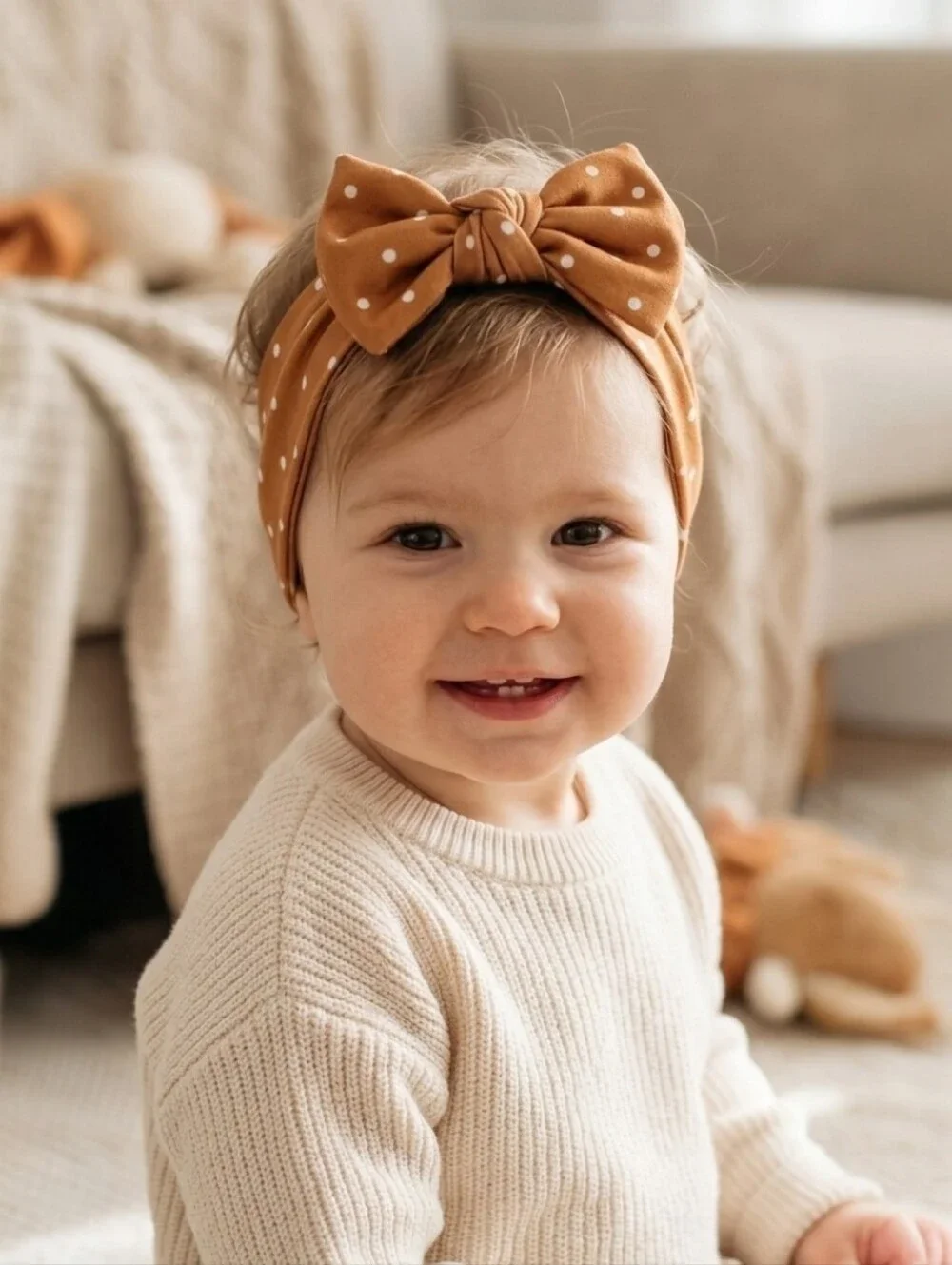 Baby Girl Bow Headband Soft Polka Dot Infant Head Wrap Toddler Hair Accessory